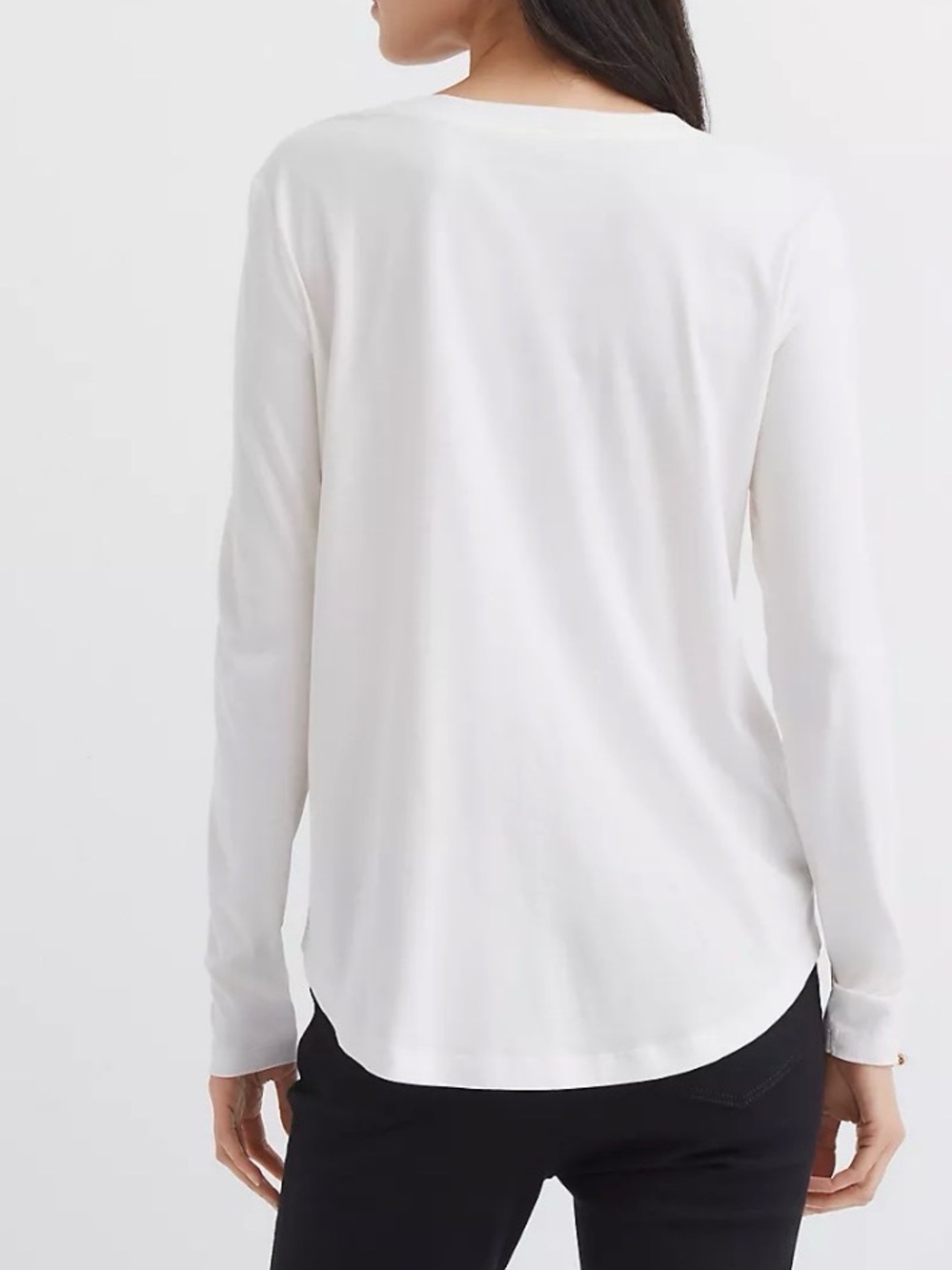 XL-LOFT -Cream Long-Sleeve Everyday Tee - Picture 2 of 5